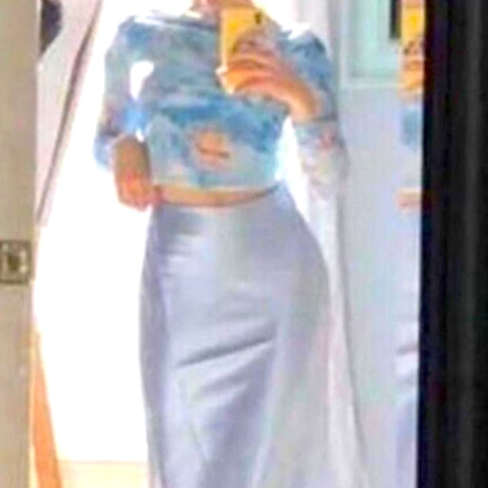 White satin maxi skirt long